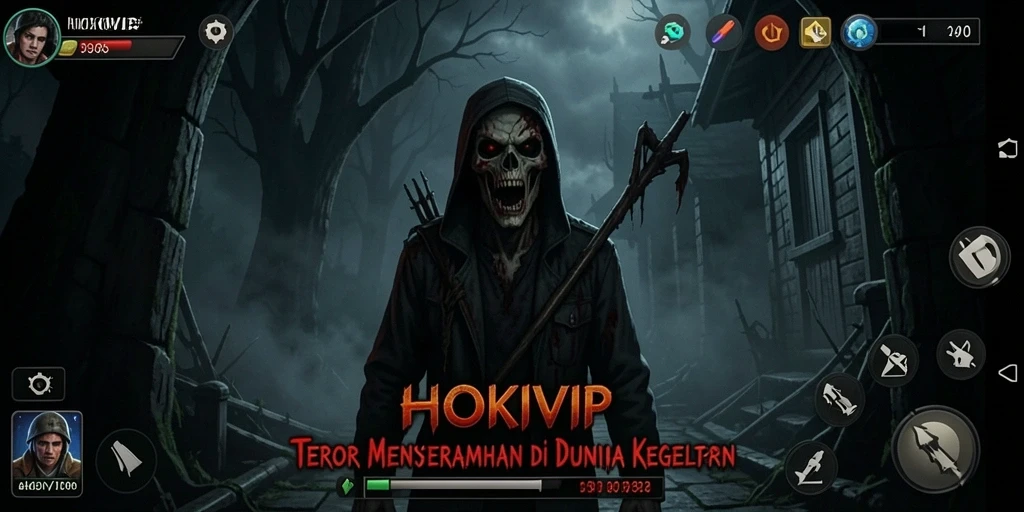 Gameplay HOKIVIP dengan suasana horor yang mencekam.