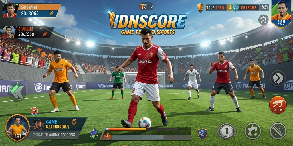 Tangkapan layar IDNSCORE yang menunjukkan gameplay sports yang menarik.