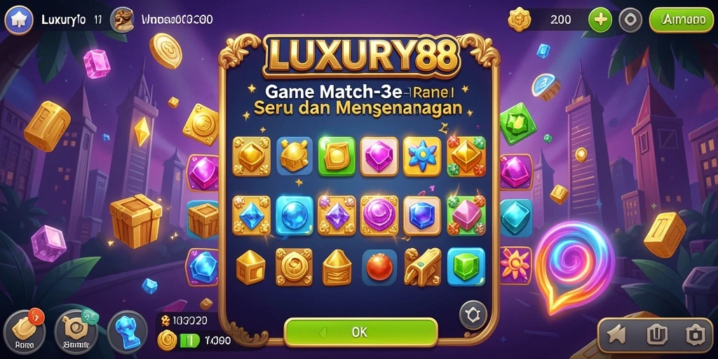 Tampilan gameplay LUXURY88 yang penuh warna dan menyenangkan.