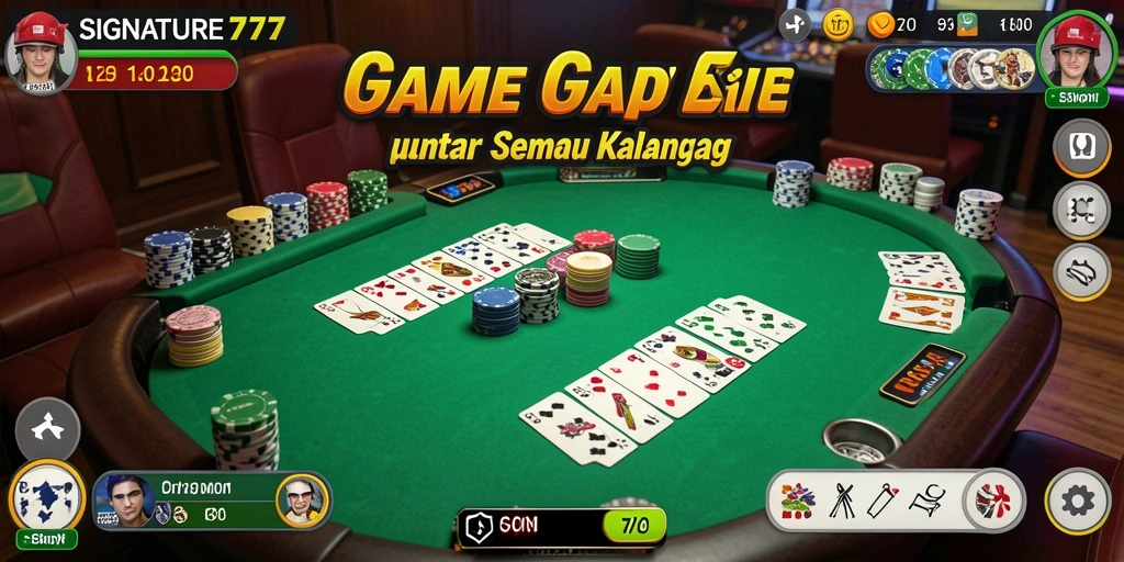 Screenshot SIGNATURE77 menampilkan gameplay Gaple yang seru dan interaktif.