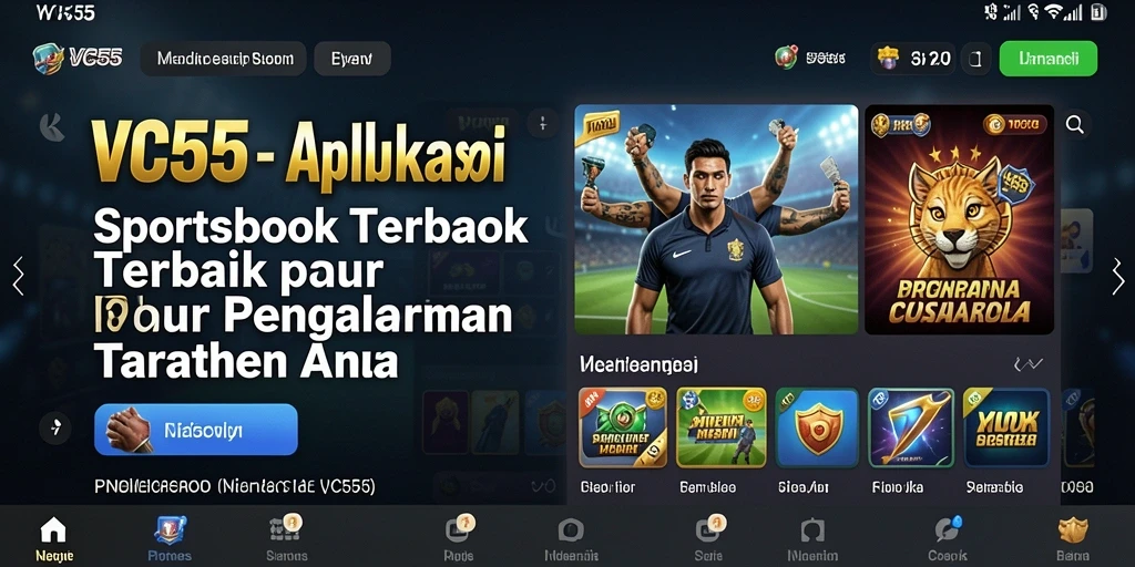 Tangkapan layar VC55 menunjukkan tampilan antarmuka sportsbook yang interaktif.